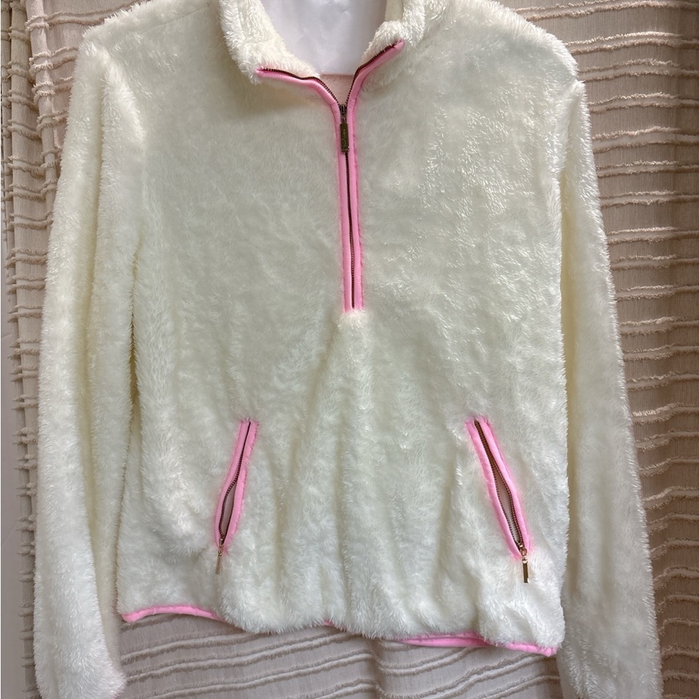 Lilly Pulitzer White and Pink Fleece Jacket